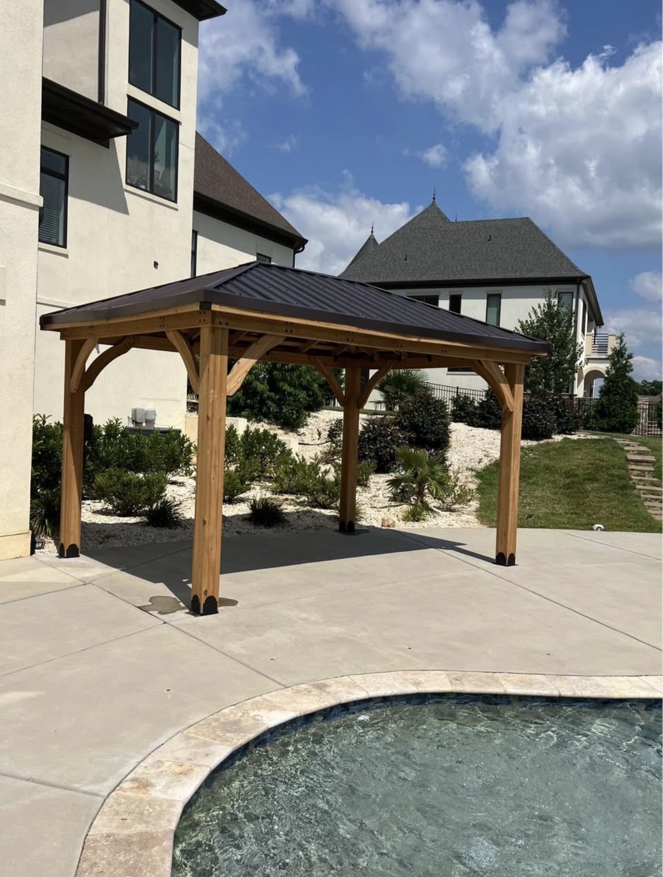 Backyard Gazebo Installation before and after