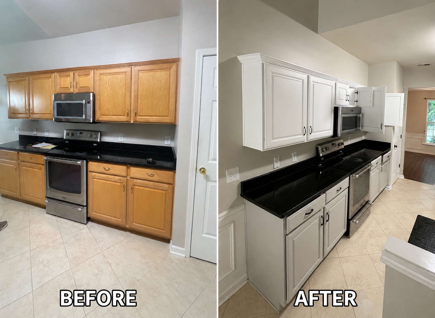 Cabinet Refinishing before and after