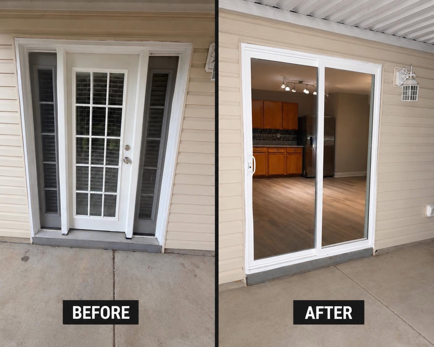 Sliding Door Upgrade before and after